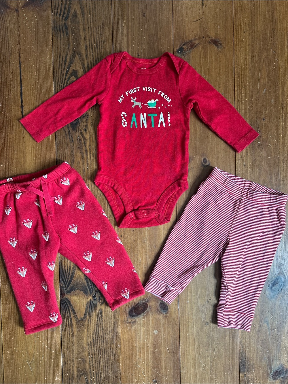 GAP Baby Red Infant Pants with White Deer Print